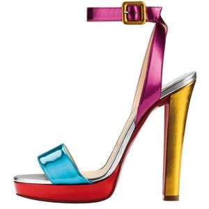 🛑SOLD🛑 Multicolored Metallic Platform Sandals 38.5
